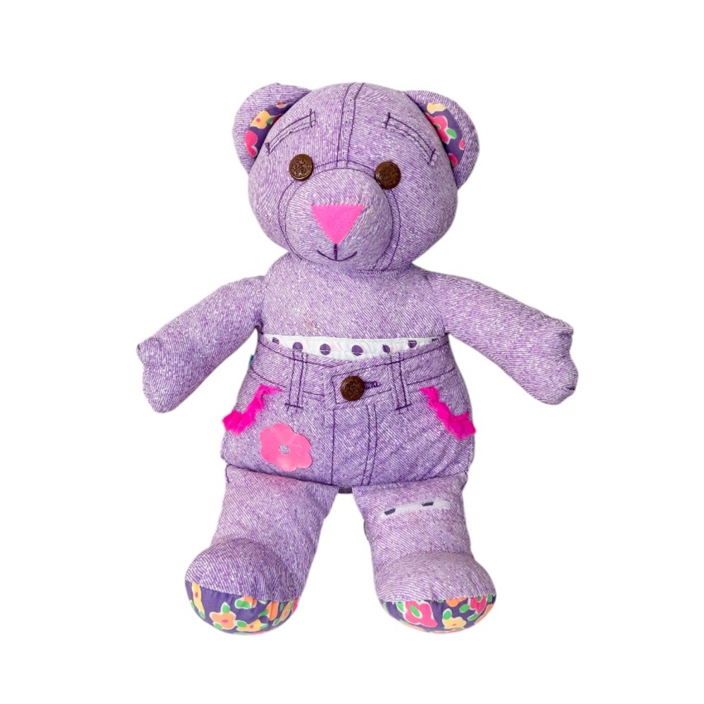 Vintage 90s Purple Doodle Bear Large 16"